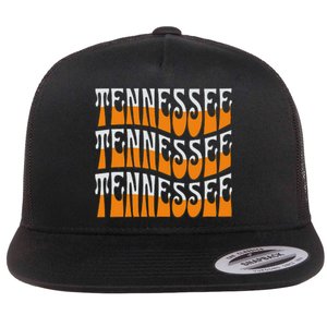 Retro Wavy Tennessee S Tennessee Orange Flat Bill Trucker Hat