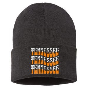 Retro Wavy Tennessee S Tennessee Orange Sustainable Knit Beanie