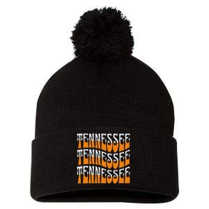 Retro Wavy Tennessee S Tennessee Orange Pom Pom 12in Knit Beanie