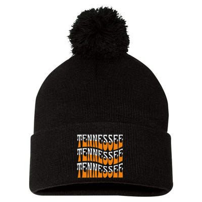 Retro Wavy Tennessee S Tennessee Orange Pom Pom 12in Knit Beanie