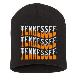 Retro Wavy Tennessee S Tennessee Orange Short Acrylic Beanie