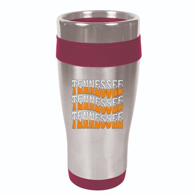 Retro Wavy Tennessee S Tennessee Orange 16oz Travel Tumbler