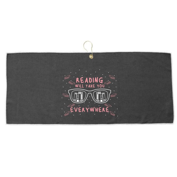 Reading Will Take You Everywhere Reader Library Literary Gift Large Microfiber Waffle Golf Towel