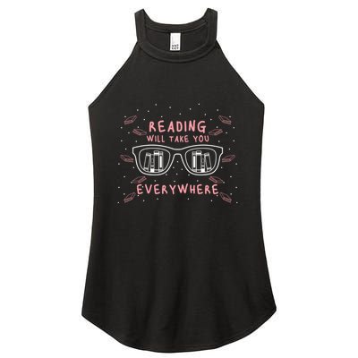 Reading Will Take You Everywhere Reader Library Literary Gift Women's Perfect Tri Rocker Tank