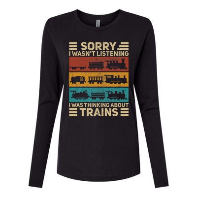 Retro Wagon Train Lover Model Railroad Conductor Womens Cotton Relaxed Long Sleeve T-Shirt