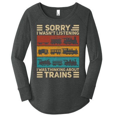 Retro Wagon Train Lover Model Railroad Conductor Women's Perfect Tri Tunic Long Sleeve Shirt