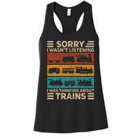 Retro Wagon Train Lover Model Railroad Conductor Women's Racerback Tank