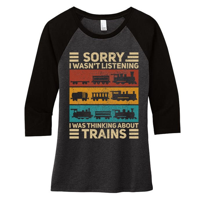 Retro Wagon Train Lover Model Railroad Conductor Women's Tri-Blend 3/4-Sleeve Raglan Shirt