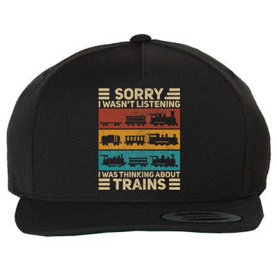 Retro Wagon Train Lover Model Railroad Conductor Wool Snapback Cap