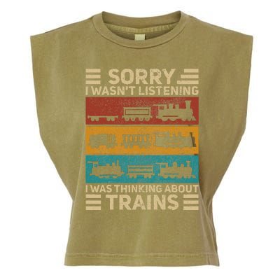 Retro Wagon Train Lover Model Railroad Conductor Garment-Dyed Women's Muscle Tee