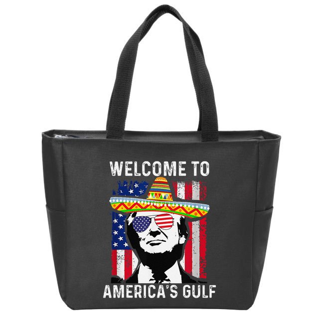 Retro Welcome To AmericaS Gulf Funny Trump Mexico America Zip Tote Bag