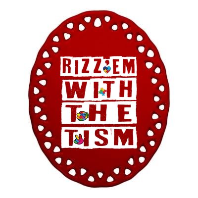 RizzEm With The Tism Gift Ceramic Oval Ornament