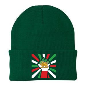 Rise With The Women Of Iran Women Life Freedom Mahsaamini Iranian Flag Fist Knit Cap Winter Beanie