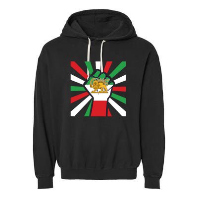 Rise With The Women Of Iran Women Life Freedom Mahsaamini Iranian Flag Fist Garment-Dyed Fleece Hoodie