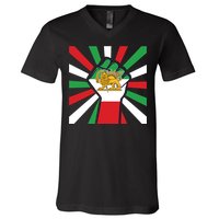 Rise With The Women Of Iran Women Life Freedom Mahsaamini Iranian Flag Fist V-Neck T-Shirt