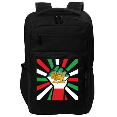 Rise With The Women Of Iran Women Life Freedom Mahsaamini Iranian Flag Fist Impact Tech Backpack