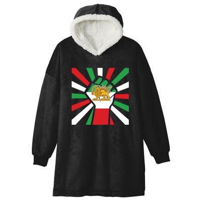 Rise With The Women Of Iran Women Life Freedom Mahsaamini Iranian Flag Fist Hooded Wearable Blanket