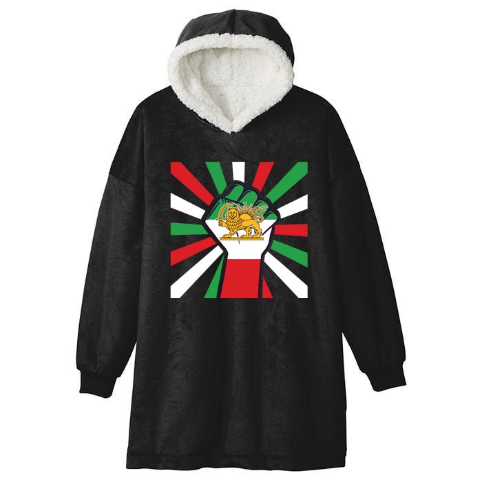 Rise With The Women Of Iran Women Life Freedom Mahsaamini Iranian Flag Fist Hooded Wearable Blanket