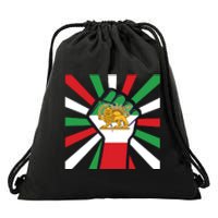 Rise With The Women Of Iran Women Life Freedom Mahsaamini Iranian Flag Fist Drawstring Bag