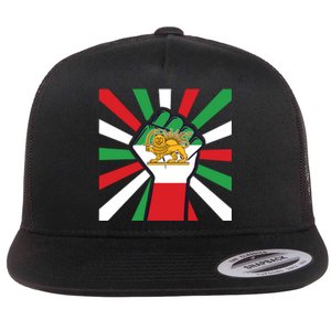 Rise With The Women Of Iran Women Life Freedom Mahsaamini Iranian Flag Fist Flat Bill Trucker Hat