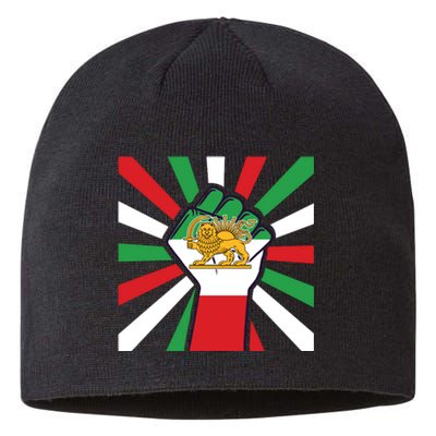 Rise With The Women Of Iran Women Life Freedom Mahsaamini Iranian Flag Fist Sustainable Beanie