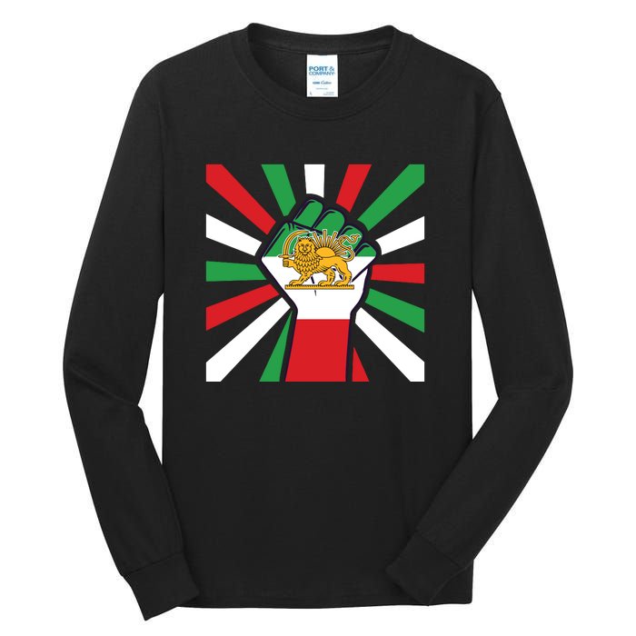 Rise With The Women Of Iran Women Life Freedom Mahsaamini Iranian Flag Fist Tall Long Sleeve T-Shirt