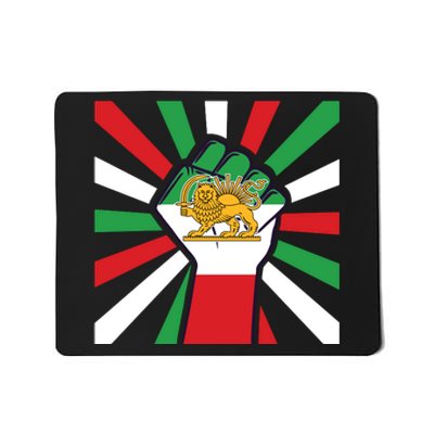 Rise With The Women Of Iran Women Life Freedom Mahsaamini Iranian Flag Fist Mousepad