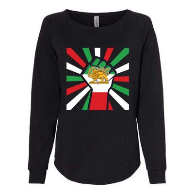 Rise With The Women Of Iran Women Life Freedom Mahsaamini Iranian Flag Fist Womens California Wash Sweatshirt