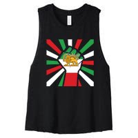 Rise With The Women Of Iran Women Life Freedom Mahsaamini Iranian Flag Fist Women's Racerback Cropped Tank