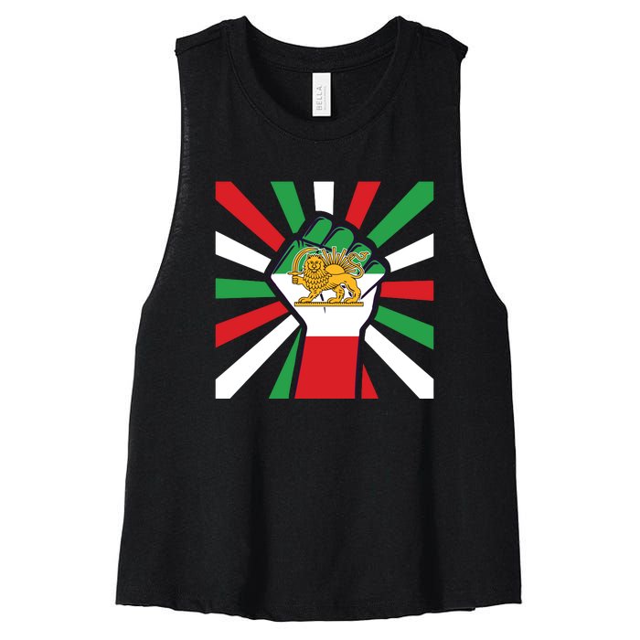 Rise With The Women Of Iran Women Life Freedom Mahsaamini Iranian Flag Fist Women's Racerback Cropped Tank