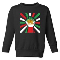 Rise With The Women Of Iran Women Life Freedom Mahsaamini Iranian Flag Fist Toddler Sweatshirt