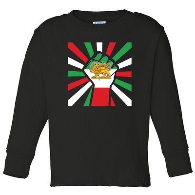 Rise With The Women Of Iran Women Life Freedom Mahsaamini Iranian Flag Fist Toddler Long Sleeve Shirt