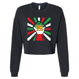 Rise With The Women Of Iran Women Life Freedom Mahsaamini Iranian Flag Fist Cropped Pullover Crew