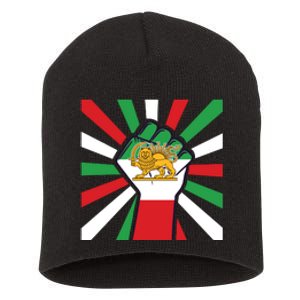 Rise With The Women Of Iran Women Life Freedom Mahsaamini Iranian Flag Fist Short Acrylic Beanie