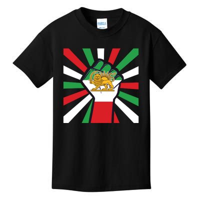 Rise With The Women Of Iran Women Life Freedom Mahsaamini Iranian Flag Fist Kids T-Shirt