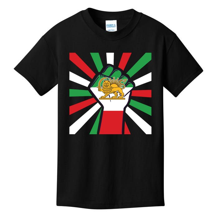 Rise With The Women Of Iran Women Life Freedom Mahsaamini Iranian Flag Fist Kids T-Shirt