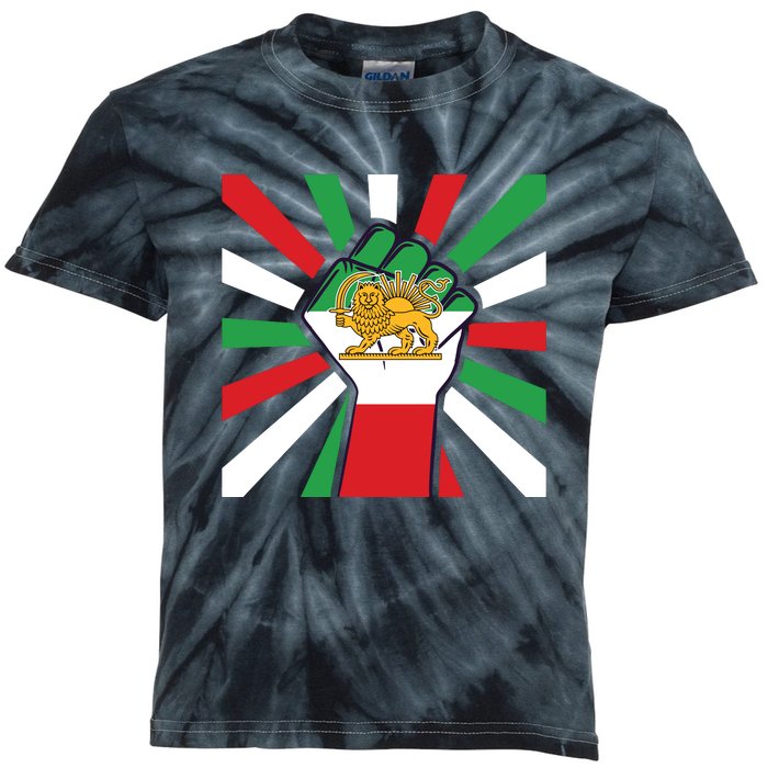 Rise With The Women Of Iran Women Life Freedom Mahsaamini Iranian Flag Fist Kids Tie-Dye T-Shirt