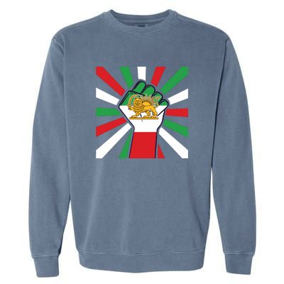 Rise With The Women Of Iran Women Life Freedom Mahsaamini Iranian Flag Fist Garment-Dyed Sweatshirt