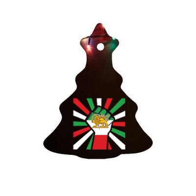 Rise With The Women Of Iran Women Life Freedom Mahsaamini Iranian Flag Fist Ceramic Tree Ornament