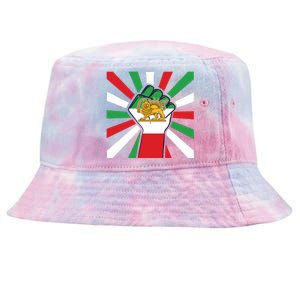 Rise With The Women Of Iran Women Life Freedom Mahsaamini Iranian Flag Fist Tie-Dyed Bucket Hat