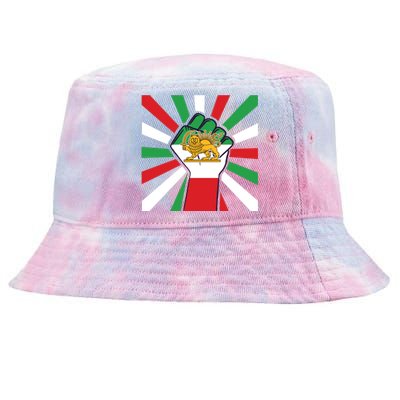 Rise With The Women Of Iran Women Life Freedom Mahsaamini Iranian Flag Fist Tie-Dyed Bucket Hat