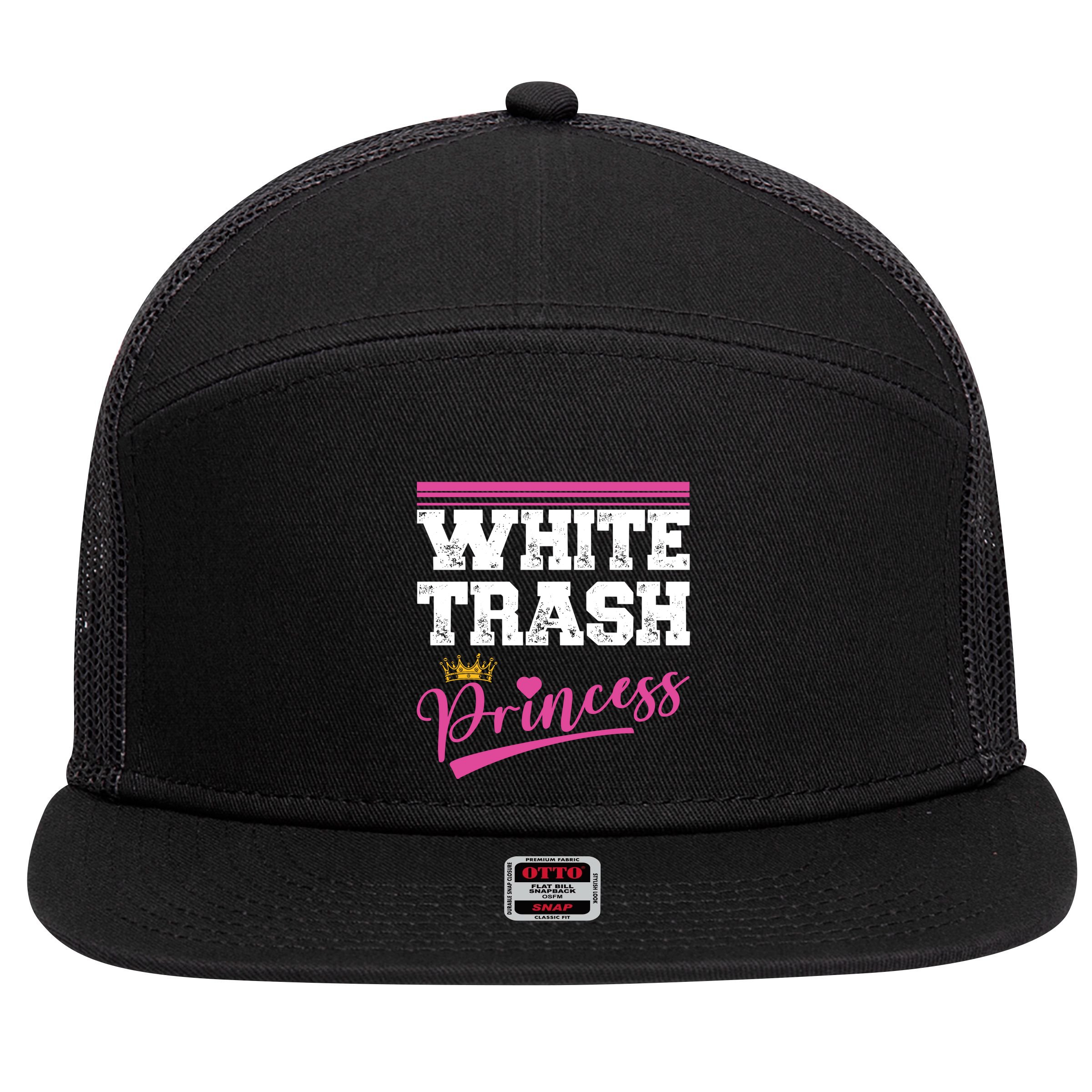 Redneck White Trash Princess 7 Panel Mesh Trucker Snapback Hat