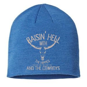 Raisinggifthell With The Hippies And Cow Western Cowhide Cool Gift Sustainable Beanie