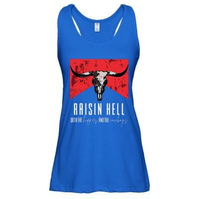 Raisinghell With The Hippies And Cowboys Western Cowhide Ladies Essential Flowy Tank