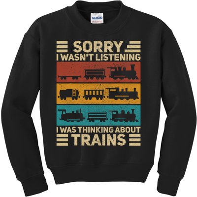 Retro Wagon Train Lover Model Railroad Conductor Funny Train Kids Sweatshirt