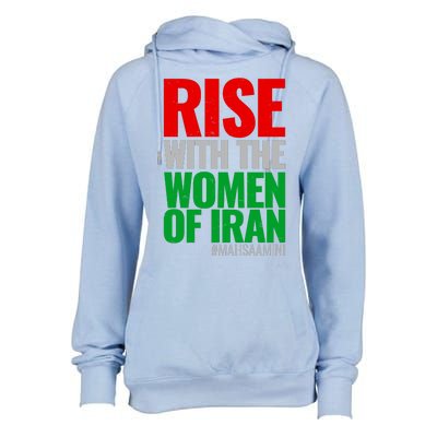 Rise With The Women Of Iran #Mahsa Amini Womens Funnel Neck Pullover Hood