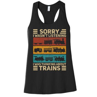 Retro Wagon Train Lover Model Railroad Conductor Women's Racerback Tank