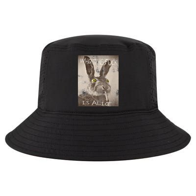 Retro Who The Fck Is Alice Funny Rabbit Cool Comfort Performance Bucket Hat