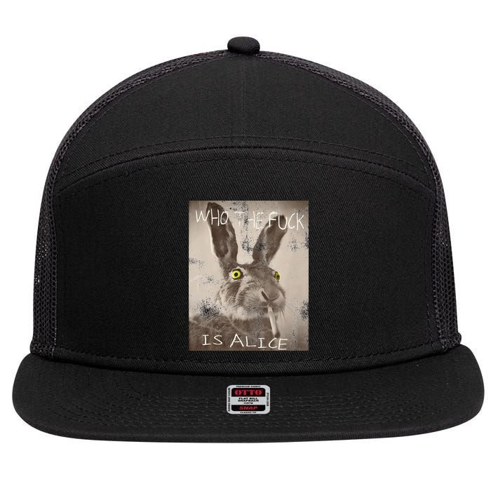 Retro Who The Fck Is Alice Funny Rabbit 7 Panel Mesh Trucker Snapback Hat