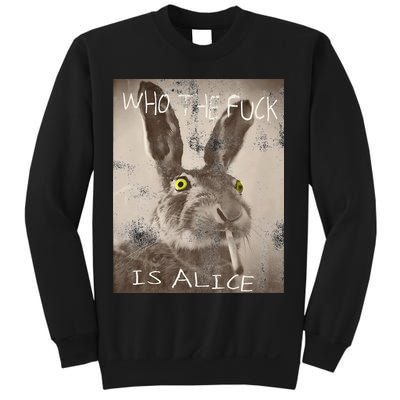 Retro Who The Fck Is Alice Funny Rabbit Sweatshirt